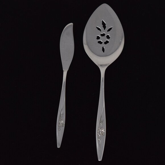 Oneidacraft Deluxe Lasting Rose Pierced Pie Server Master Butter Knife Stainless - Picture 4 of 12